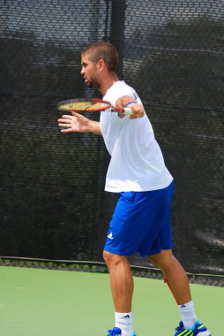 Fernando Verdasco, Montreal Rogers Kupası antrenman kortunda 7 Ağustos 2011 'de Montreal, Kanada' da. Fernando Verdasco Carmona profesyonel tenis oyuncusu..