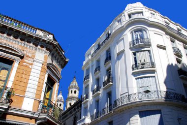 19. yüzyılda Buenos Aires şehir merkezindeki ünlü ve güzel Avrupa tarihi binası, Arjantin, Güney Amerika