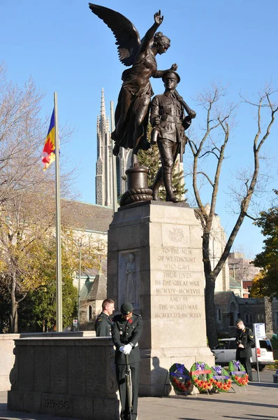 Montreal Canada Novembro Soldados Canadenses Fardados Para Dia Memória Novembro — Fotografia de Stock