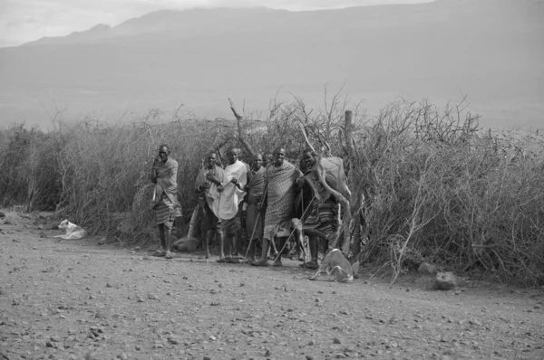 Masai Kabilesinden Kimliği Belirsiz Afrikalı Bir Grup Ekim 2011 Kenya — Stok fotoğraf