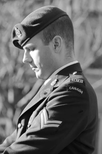 Montreal Canada November Canadians Soldiers Uniform Remembrance Day November 2011 — Stock Photo, Image