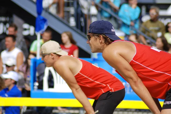 Montreal Juli Niet Geïdentificeerde Beachvolleybalspelers Spelen Het Swatch Fivb Volleybal — Stockfoto