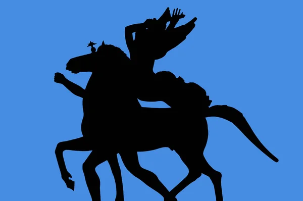 Vector Illustration Silhouette Man Horse — Stock Photo, Image