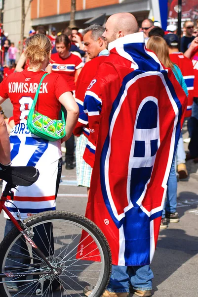 Montreal Canadá Abril Montreal Aficionados Canadienses Antes Del Partido Nuevo — Foto de Stock