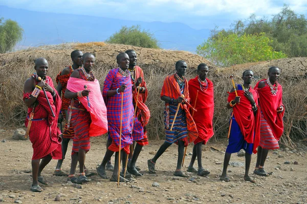 Amboseli Kenya Ottobre Gruppo Africani Non Identificati Della Tribù Masai — Foto Stock