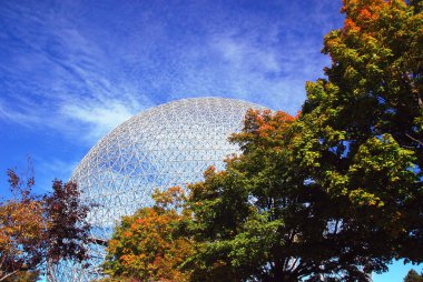 Montreal, Kanada - 25 Ağustos - Biyosfer Montreal 'de çevreye adanmış bir müzedir. Parc Jean-Drapeau 'da, Birleşik Devletler' in eski pavyonunda, 08: 25 Montreal, Kanada