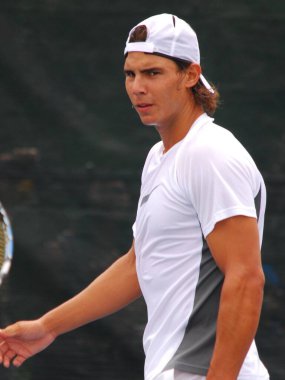 Montreal - 9 Ağustos 2011 'de Montreal, Kanada' da Raphael Nadal antrenman kortunda. Rafael 