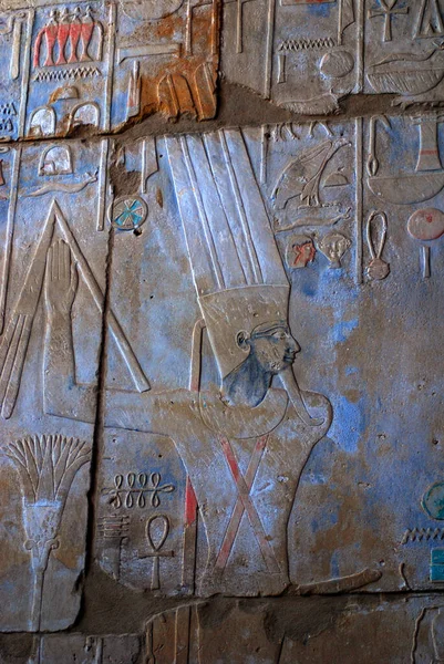 Hiërogliefen Snijwerk Muren Van Een Egyptische Oude Tempel Vroege Hiërogliefen — Stockfoto