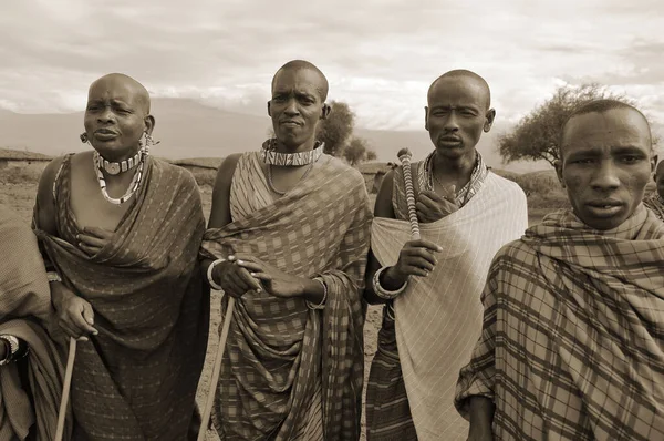 Amboseli Kenya Okt Groep Niet Geïdentificeerde Afrikanen Van Masai Stam — Stockfoto