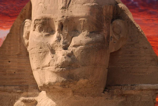 Grande Sfinge Giza Sfinge Giza Una Statua Calcarea Una Sfinge — Foto Stock