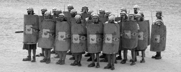 Jerash Jordania Noviembre Hombres Jordanos Visten Como Soldados Romanos Durante —  Fotos de Stock