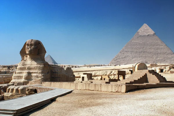 Pyramiderna Och Sfinxen Giza Egypten — Stockfoto