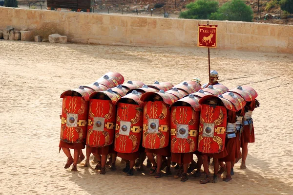 Jerash Noviembre Hombres Jordanos Visten Como Soldados Romanos Durante Espectáculo — Foto de Stock