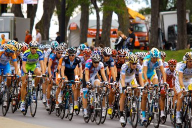 MONTREAL, CanADA - Eylül 09: 2012 UCI bisiklet takviminde faaliyet gösteren bir grup bisikletçi. 2012 Grand Prix Bisiklet Listesi de Montreal, 9 Eylül 2012 Montreal, Mount Royal tırmanışı