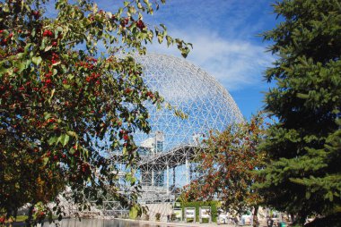 Montreal, Kanada - 25 Ağustos - Biyosfer Montreal 'de çevreye adanmış bir müzedir. Parc Jean-Drapeau 'da, Birleşik Devletler' in eski pavyonunda, 08: 25 Montreal, Kanada