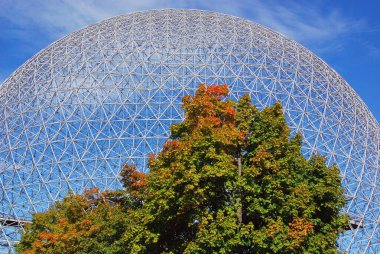 Montreal, Kanada - 25 Ağustos - Biyosfer Montreal 'de çevreye adanmış bir müzedir. Parc Jean-Drapeau 'da, Birleşik Devletler' in eski pavyonunda, 08: 25 Montreal, Kanada