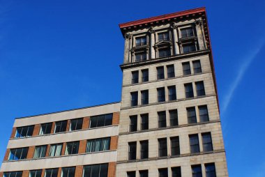 MONTREAL QUEBEC CANADA - 09: 19: Eski Montreal binası Montreal, Quebec ve Kanada belediyelerinin tarihi bir mahallesidir. 1642 'de Fransız yerleşimciler tarafından Ville-Marie Kalesi olarak kuruldu.