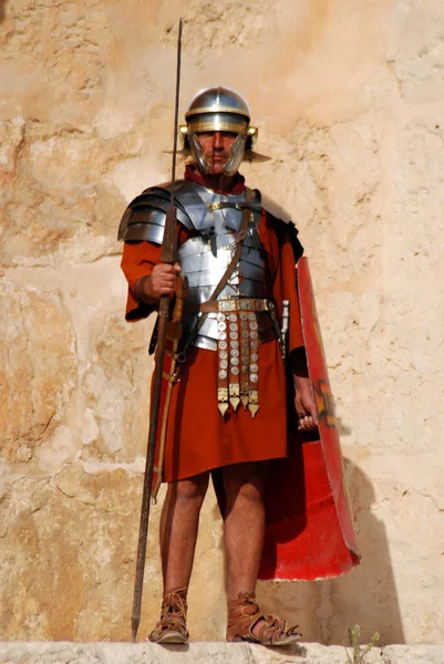 Jerash November Jordanian Man Dressed Roman Soldier Roman Army Reenactment — Stock Photo, Image