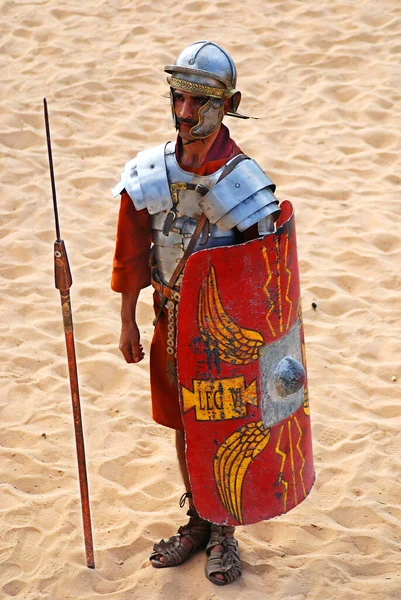 Jerash Novembro Homem Jordaniano Veste Como Soldado Romano Durante Show — Fotografia de Stock