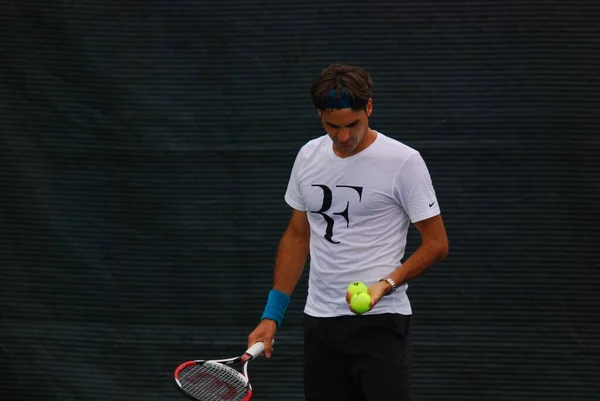 2011 Montreal Augus5 Roger Federer Court Montreal Rogers Cup 캐나다 — 스톡 사진