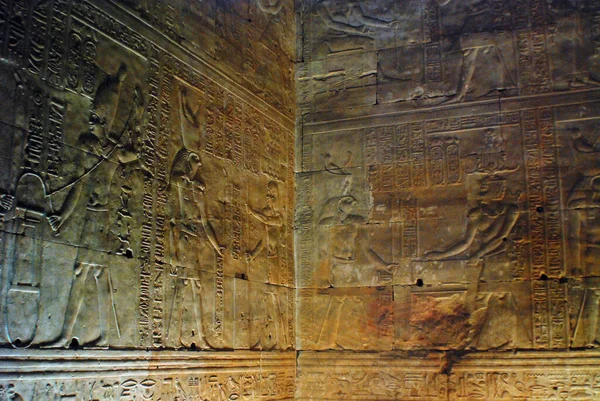 Hiërogliefen Snijwerk Muren Van Een Egyptische Oude Tempel Vroege Hiërogliefen — Stockfoto