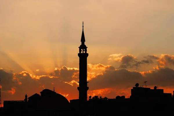 Silhouette Einer Moschee Amman Jordanien — Stockfoto