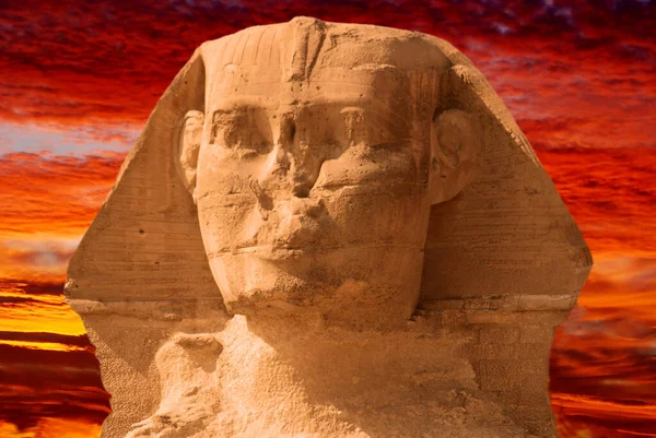 Gran Esfinge Giza Esfinge Giza Una Estatua Piedra Caliza Una — Foto de Stock