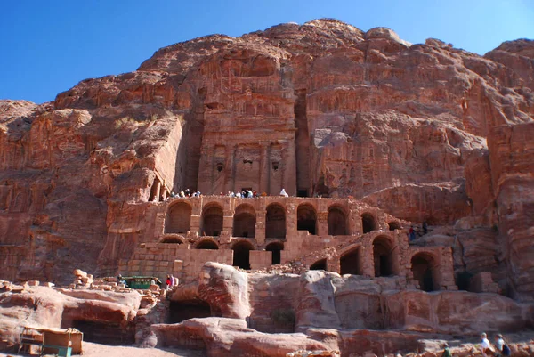 Antigua Ciudad Rocosa Abandonada Petra Jordania Petra Una Las Nuevas — Foto de Stock