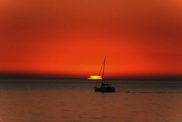 Pôr Sol Sobre Oceano Perto Cidade Cabo África Sul — Fotografia de Stock