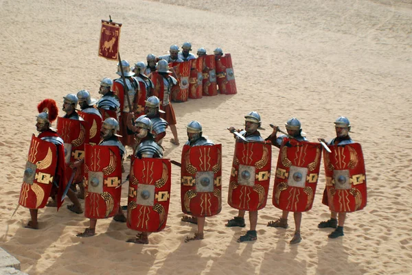 Jerash November Йорданські Чоловіки Одягаються Римські Солдати Під Час Показу — стокове фото