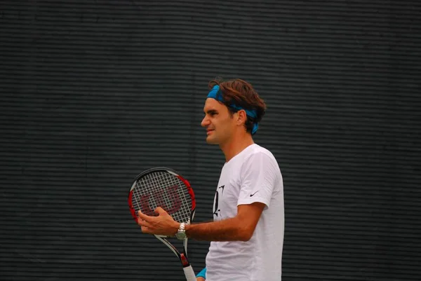 2011 Montreal Augus5 Roger Federer Court Montreal Rogers Cup 캐나다 — 스톡 사진