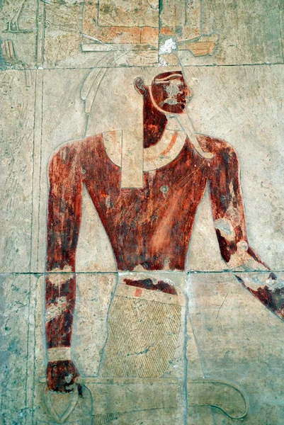 Pintura Antiga Templo Mortuário Hatshepsut Deir Bahri Luxor Egito — Fotografia de Stock