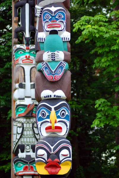 Vancouver Canada June 2015 Totem Poles Brockton Point Stanley Park — Stock Photo, Image