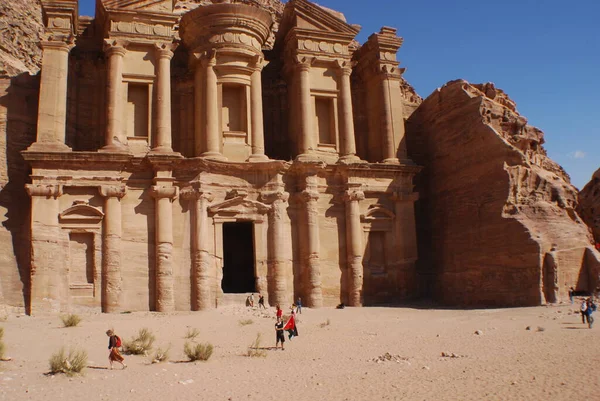Deir Або Deir Монастир Монументальна Будівля Вирізьблена Каменю Стародавньому Йорданському — стокове фото
