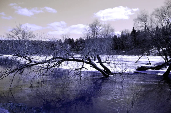 Vorfrühlingslandschaft Eastern Township Bromont Quebec Kanada — Stockfoto