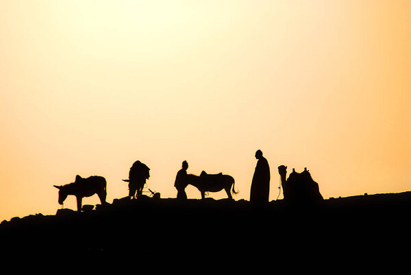 Desert landscape silhouette in Egypt