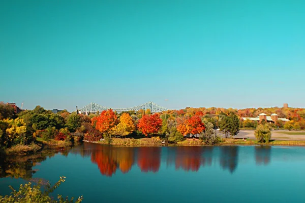 Montreal Quebec Canada 2010 Paisagem Outono Parc Jean Drapeau Com — Fotografia de Stock