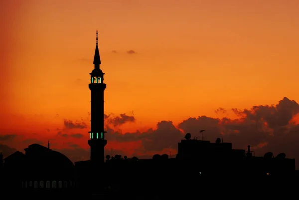 Silhouette Una Moschea Amman Giordania — Foto Stock