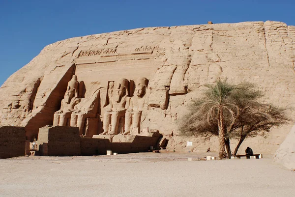 Abu Simbel Tempel Två Massiva Klipptempel Nära Gränsen Till Sudan — Stockfoto