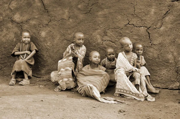 Амбоселі Кенія Окт Молоді Невідомі Африканські Діти Племені Масаї Які — стокове фото