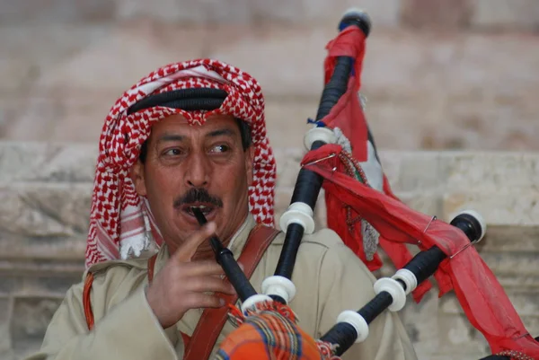 Jerash Jordan Noviembre Gaita Beduina Noviembre 2009 Jerash Jordan Bagpipes — Foto de Stock