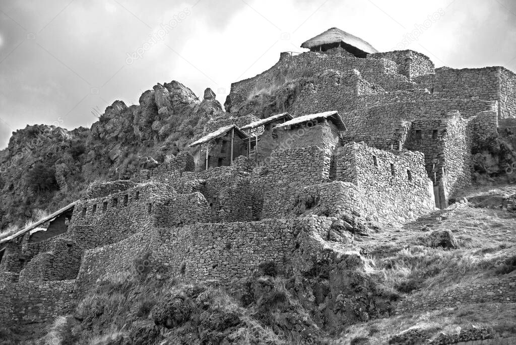 The Inca ruins and terraces of Winay Wayna along the Inca Trail to Machu Picchu in Peru