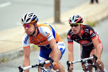 MONTREAL, CanADA - Eylül 09: 2012 UCI bisiklet takviminde faaliyet gösteren bir grup bisikletçi. 2012 Grand Prix Bisiklet Listesi de Montreal, 9 Eylül 2012 Montreal, Mount Royal tırmanışı