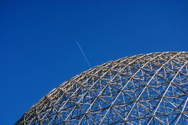 MONTREAL, CANADA - 01 10 2020: Biosphere is a museum in Montreal dedicated to the environment. Located at Parc Jean-Drapeau in the former pavilion of the United States for the 1967 World Fair, Expo 67. clipart