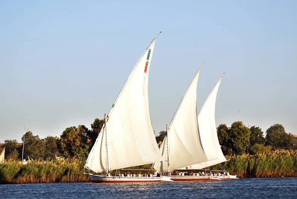 Nílus Folyó Hajók Egyiptomban — Stock Fotó