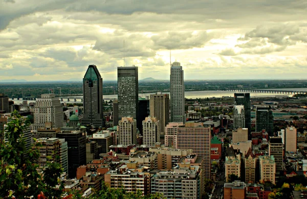 Vista Volo Uccello Del Centro Montreal Ottobre 2010 Downtown Montreal — Foto Stock