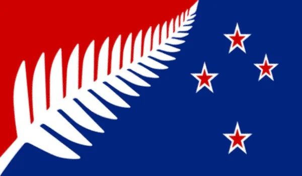 Silver Fern Red White Blue — Stock Photo, Image