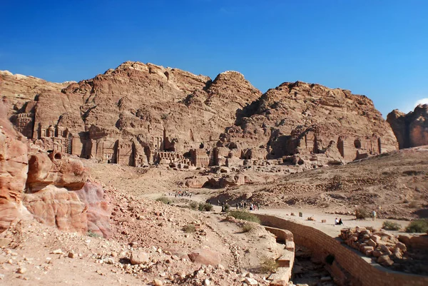 Αρχαία Εγκαταλελειμμένη Βραχούπολη Της Πέτρας Στην Ιορδανία Πέτρα Είναι Ένα — Φωτογραφία Αρχείου