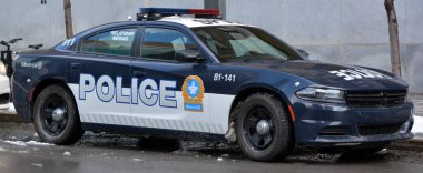 MONTREAL QUEBEC CANADA 03: 24 2020: Montreal Polis Teşkilatı (SPVM) (Montreal Polis Teşkilatı 'nın Fransızcası) arabası.
