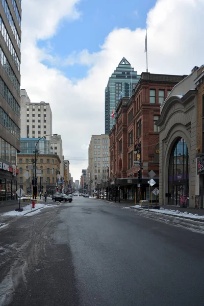 Монреаль Quebec Cacada 2020 Downtown Montreal Saint Catherine Street Almost — стоковое фото